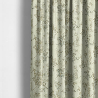 Atmosfera Quality Woven Floral Inspired Pattern In Beige Cream Colour Fabric JO-597 - Made To Measure Curtains