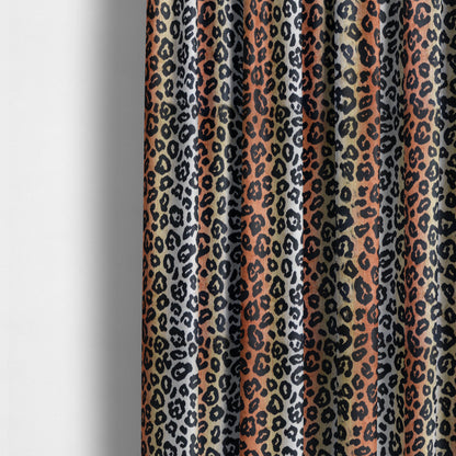 Ziani Designer Leapord Inspired Pattern Velvet In Orange Black Colour JO-597 - Made To Measure Curtains
