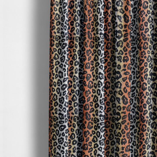 Ziani Designer Leapord Inspired Pattern Velvet In Orange Black Colour JO-597 - Made To Measure Curtains