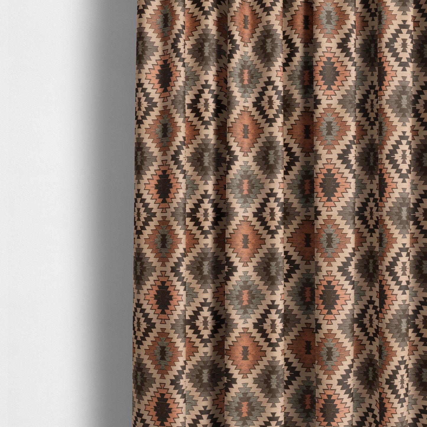 Mirador Aztec Medallion Pattern In Orange Colour Chenille Fabrics JO-598 - Made To Measure Curtains