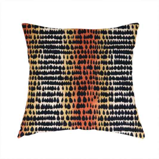 Ziani Designer Cheetah Inspired Pattern Velvet In Orange Black Colour JO-601 - Handmade Cushions