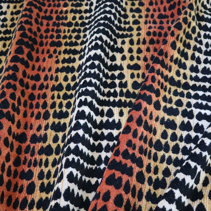 Ziani Designer Cheetah Inspired Pattern Velvet In Orange Black Colour JO-601 - Handmade Cushions