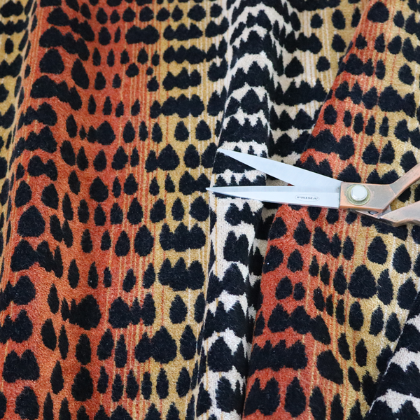 Ziani Designer Cheetah Inspired Pattern Velvet In Orange Black Colour JO-601 - Handmade Cushions
