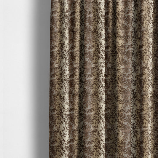 Ziani Designer Abstract Pattern Velvet Soft Pattern In Brown Colour JO-601 - Made To Measure Curtains