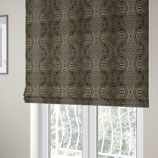 Ziani Designer Pattern Velvet Soft Pattern In Black Colour JO-602 - Roman Blinds