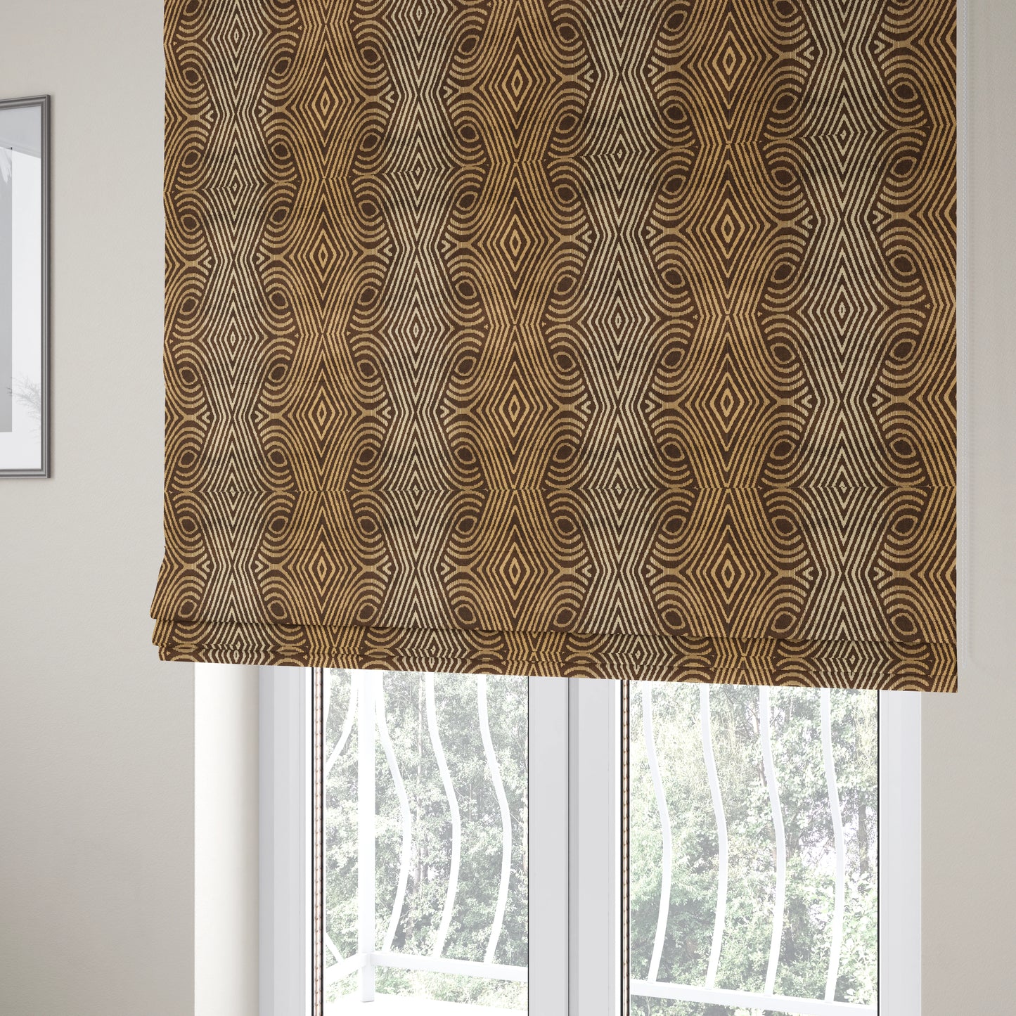 Ziani Designer Pattern Velvet Soft Pattern In Brown Colour JO-603 - Roman Blinds