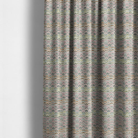 Bloomin Lovely Multi Colour Small Chevron Pattern Woven Quality Upholstery Fabric JO-604 - Made To Measure Curtains