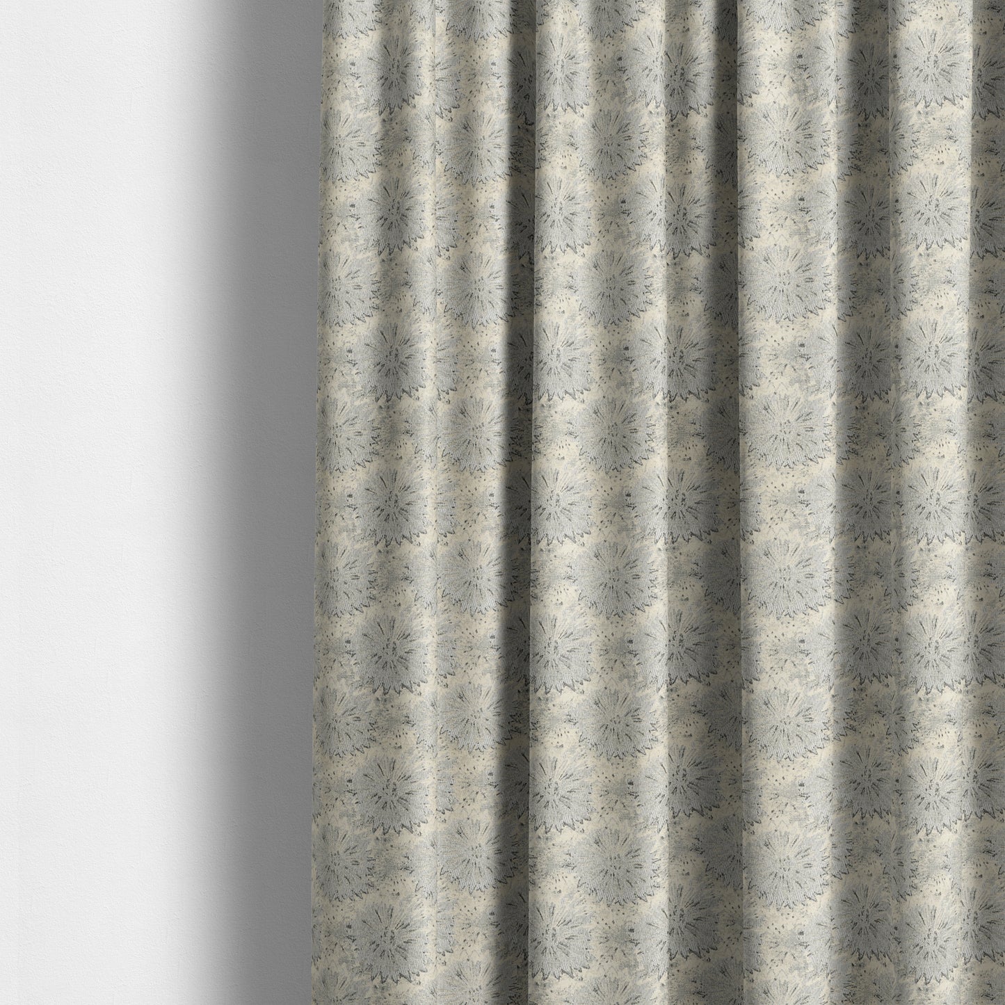 Waterperry Collection Beige Silver Colour Floral Pattern Soft Chenille Upholstery Fabric JO-605 - Made To Measure Curtains