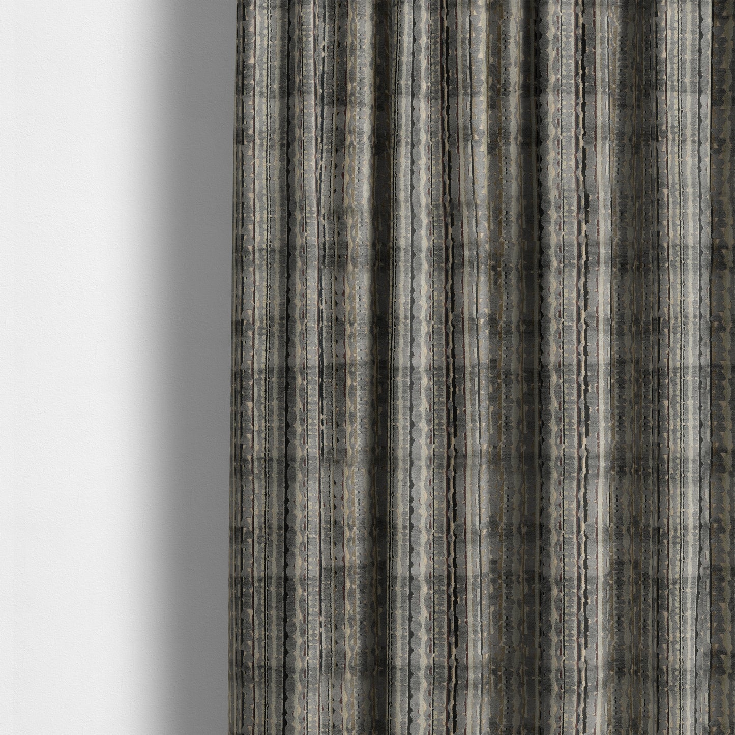 Ziani Modern Striped Geometric Pattern Velvet In Blue Colour JO-606 - Made To Measure Curtains