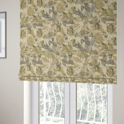 New Quality Jacquard Woven Floral Nature Inspired Pattern Green Beige Colours Upholstery Fabric JO-608 - Roman Blinds