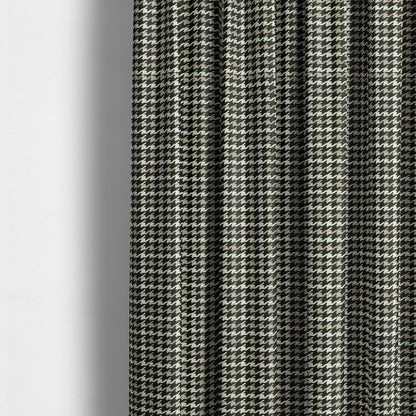 Boxer Houndstooth Pattern In Black Brown Cream Colour Woven Soft Chenille Upholstery Fabric JO-61 - Made To Measure Curtains