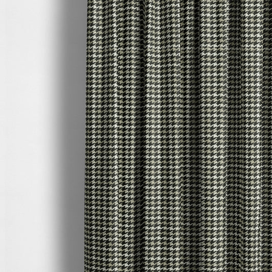 Boxer Houndstooth Pattern In Black Brown Cream Colour Woven Soft Chenille Upholstery Fabric JO-61 - Made To Measure Curtains