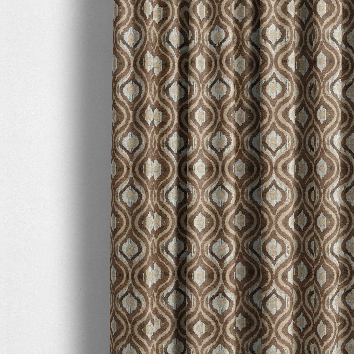 Ziani Modern Hourglass Geometric Pattern Velvet In Brown Colour JO-610 - Made To Measure Curtains