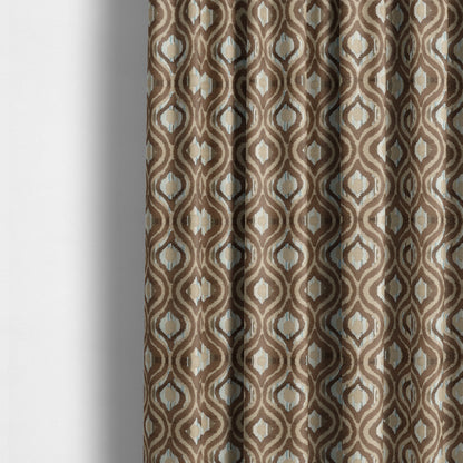 Ziani Modern Hourglass Geometric Pattern Velvet In Brown Colour JO-610 - Made To Measure Curtains