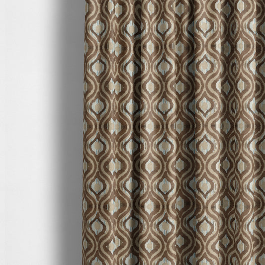 Ziani Modern Hourglass Geometric Pattern Velvet In Brown Colour JO-610 - Made To Measure Curtains