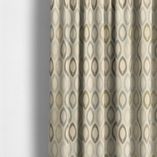 Soft Jacquard Woven Geometric Pattern Chenille Beige Colour Furnishing Upholstery Fabric JO-612 - Made To Measure Curtains