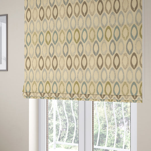 Soft Jacquard Woven Geometric Pattern Chenille Beige Colour Furnishing Upholstery Fabric JO-612 - Roman Blinds