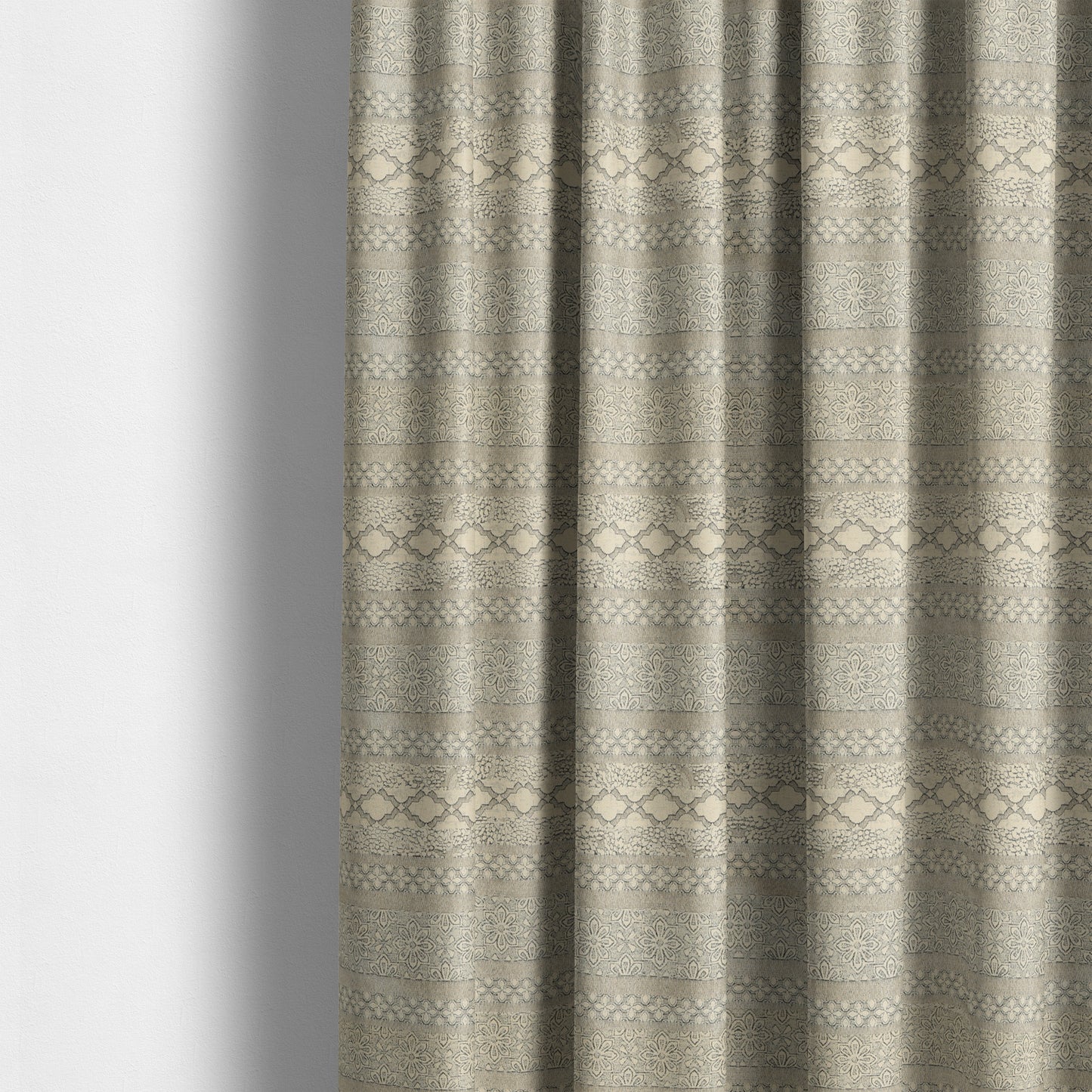 Waterperry Collection Beige Silver Colour Abstract Modern Pattern Soft Chenille Upholstery Fabric JO-631 - Made To Measure Curtains