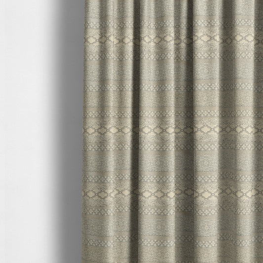 Waterperry Collection Beige Silver Colour Abstract Modern Pattern Soft Chenille Upholstery Fabric JO-631 - Made To Measure Curtains