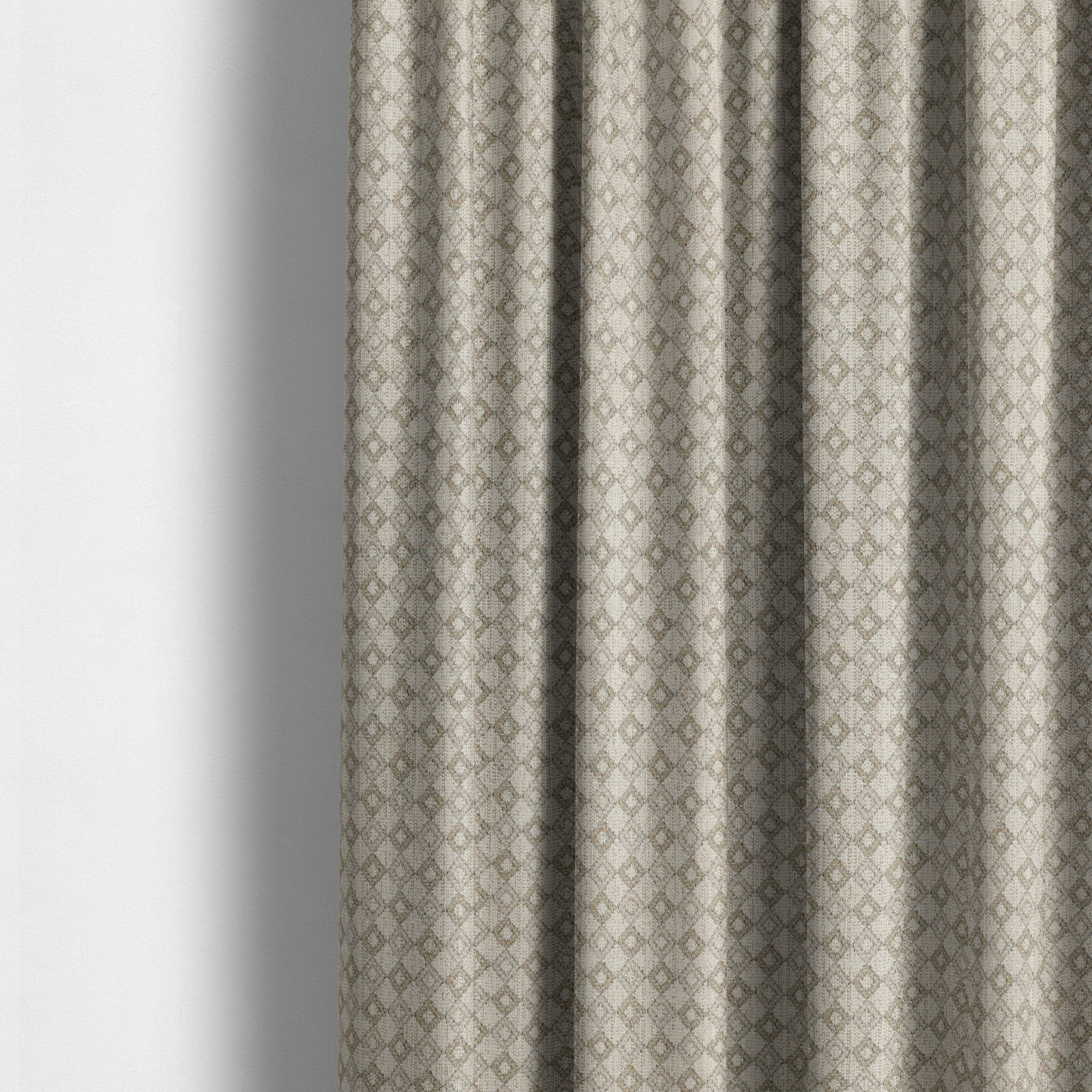 Atmosfera Quality Woven Small Geometric Pattern Grey Brown Colour Fabric JO-632 - Made To Measure Curtains