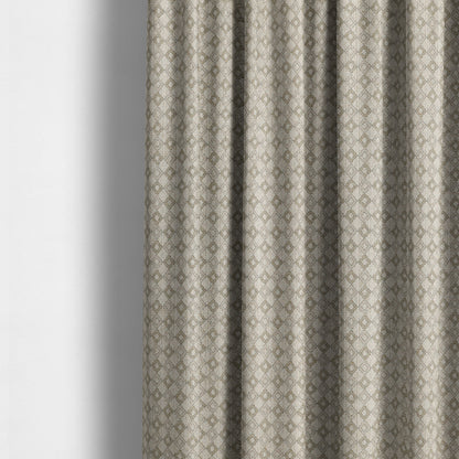 Atmosfera Quality Woven Small Geometric Pattern Grey Brown Colour Fabric JO-632 - Made To Measure Curtains