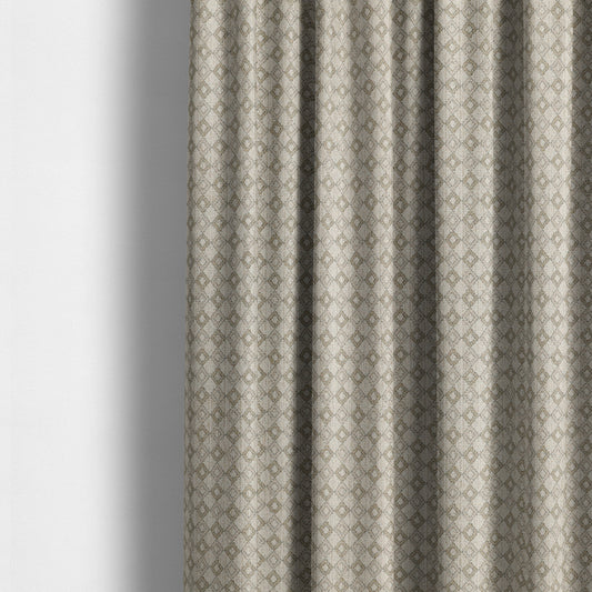 Atmosfera Quality Woven Small Geometric Pattern Grey Brown Colour Fabric JO-632 - Made To Measure Curtains