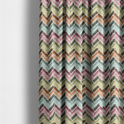 Carnival Living Fabric Collection Multi Colour Sharp Chevron Pattern Upholstery Curtains Fabric JO-634 - Made To Measure Curtains