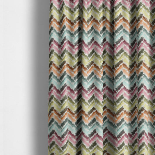 Carnival Living Fabric Collection Multi Colour Sharp Chevron Pattern Upholstery Curtains Fabric JO-634 - Made To Measure Curtains