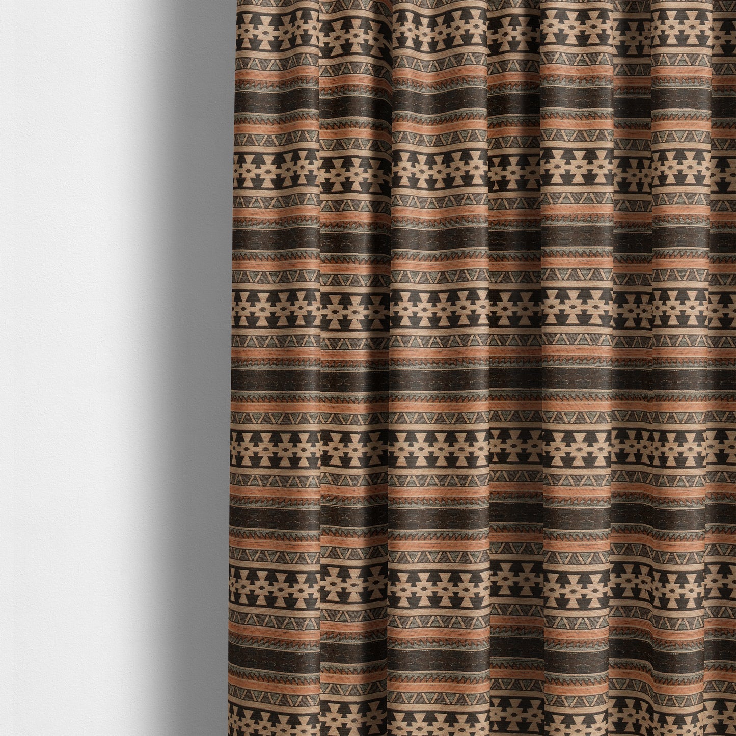 Mirador Aztec Striped Pattern In Orange Colour Chenille Fabrics JO-640 - Made To Measure Curtains