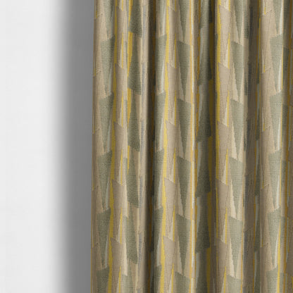 Ziani Modern Geometric Pattern Velvet Green Yellow Colour JO-643 - Made To Measure Curtains