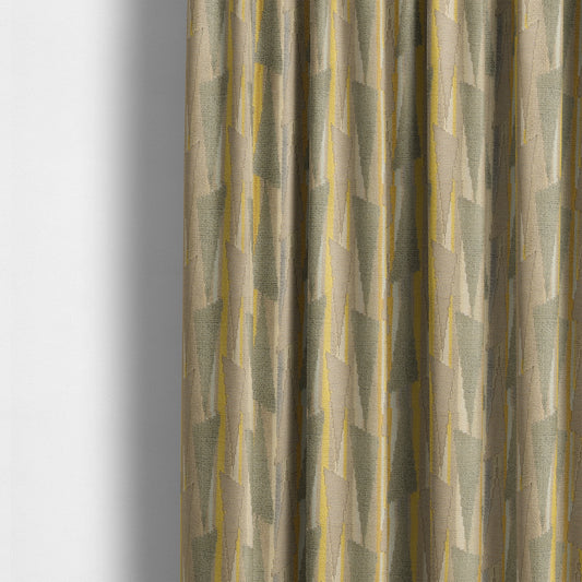 Ziani Modern Geometric Pattern Velvet Green Yellow Colour JO-643 - Made To Measure Curtains