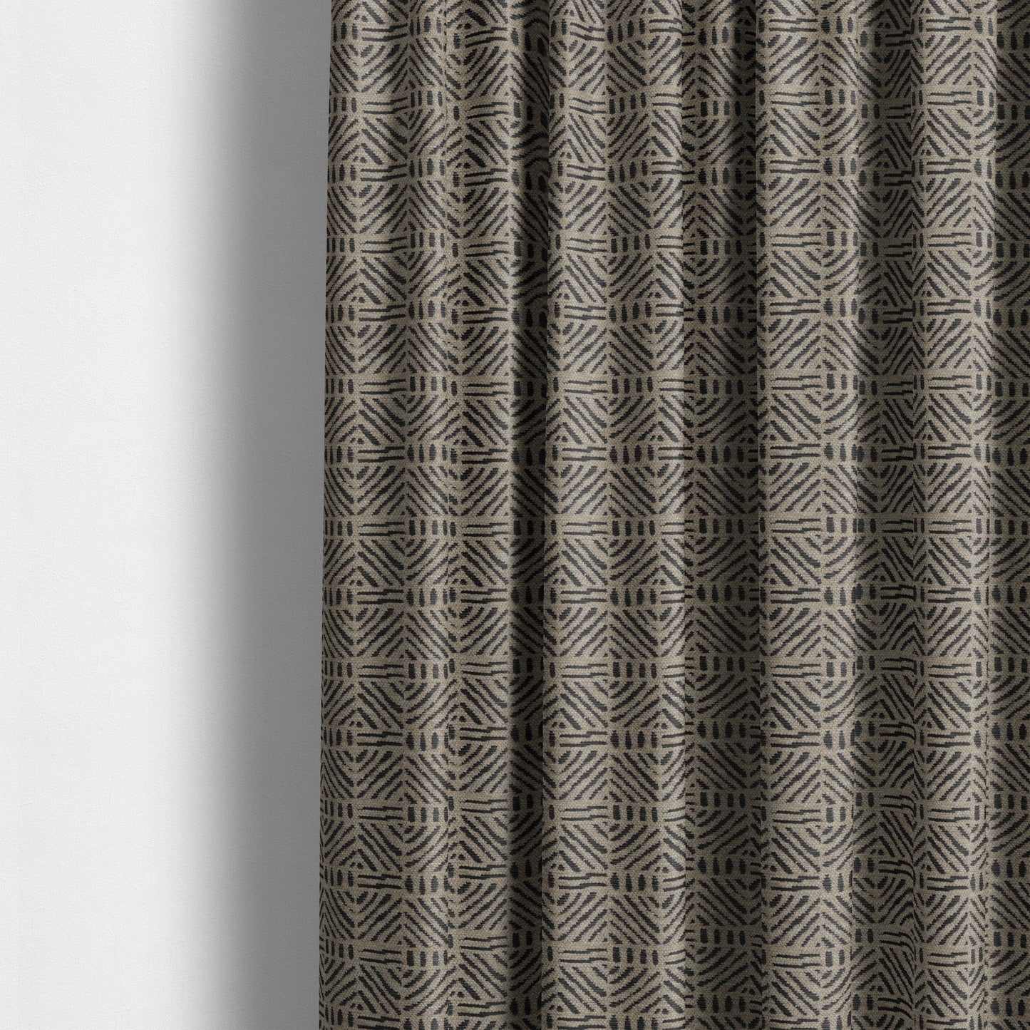 Marlow Woven Designer Geometric Pattern In Brown Colour Upholstery Fabric JO-644 - Made To Measure Curtains