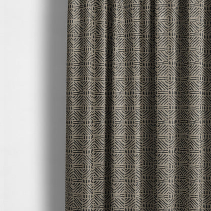 Marlow Woven Designer Geometric Pattern In Brown Colour Upholstery Fabric JO-644 - Made To Measure Curtains