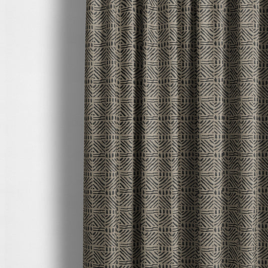 Marlow Woven Designer Geometric Pattern In Brown Colour Upholstery Fabric JO-644 - Made To Measure Curtains