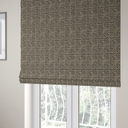 Marlow Woven Designer Geometric Pattern In Brown Colour Upholstery Fabric JO-644 - Roman Blinds