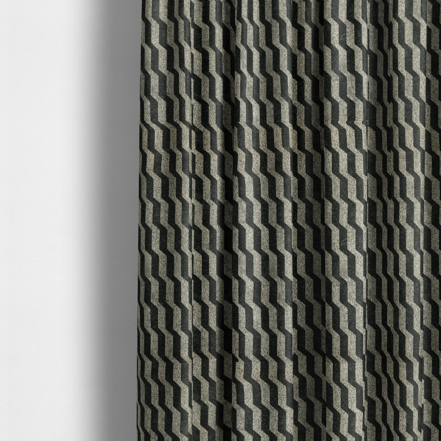 Lomasi Metallic Tones Fabric Silver Black Colour Geometric Striped Pattern Furnishing Fabric JO-645 - Made To Measure Curtains