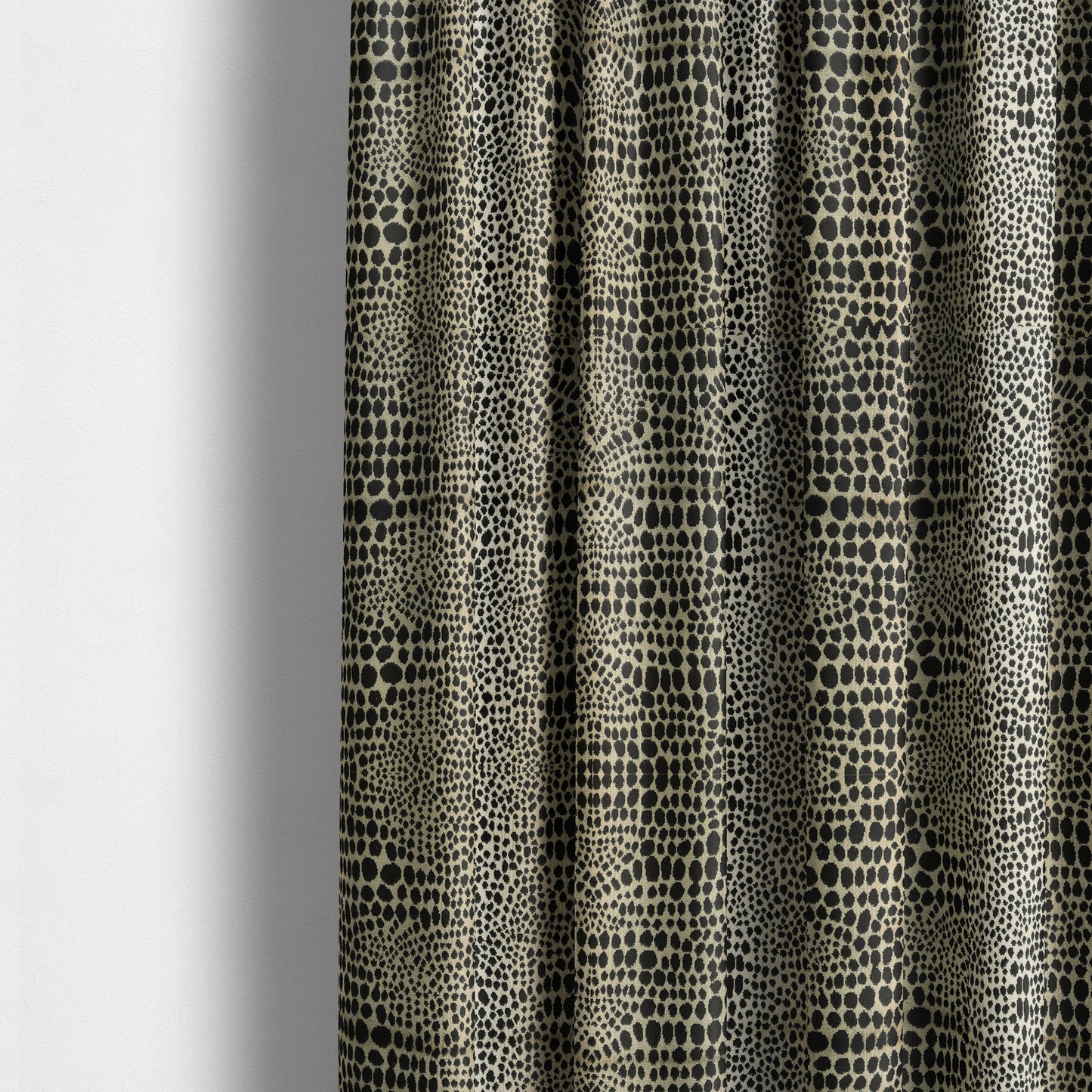 Ziani Leopard Skin Animal Inspired Spotted Pattern Velvet In Black Colour JO-647 - Made To Measure Curtains