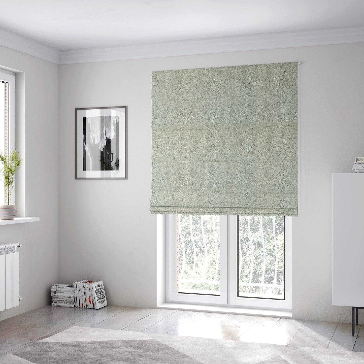 Atmosfera Quality Woven All Over Pattern Grey Colour Fabric JO-650 - Roman Blinds