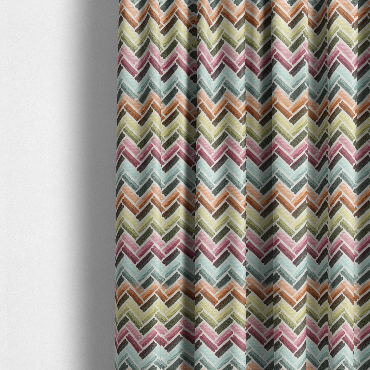 Carnival Living Fabric Collection Multi Colour Chevron Striped Pattern Upholstery Curtains Fabric JO-653 - Made To Measure Curtains