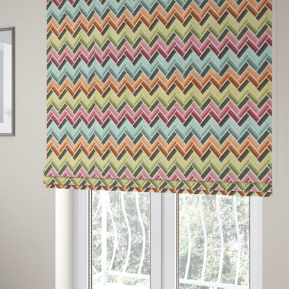 Carnival Living Fabric Collection Multi Colour Chevron Striped Pattern Upholstery Curtains Fabric JO-653 - Roman Blinds