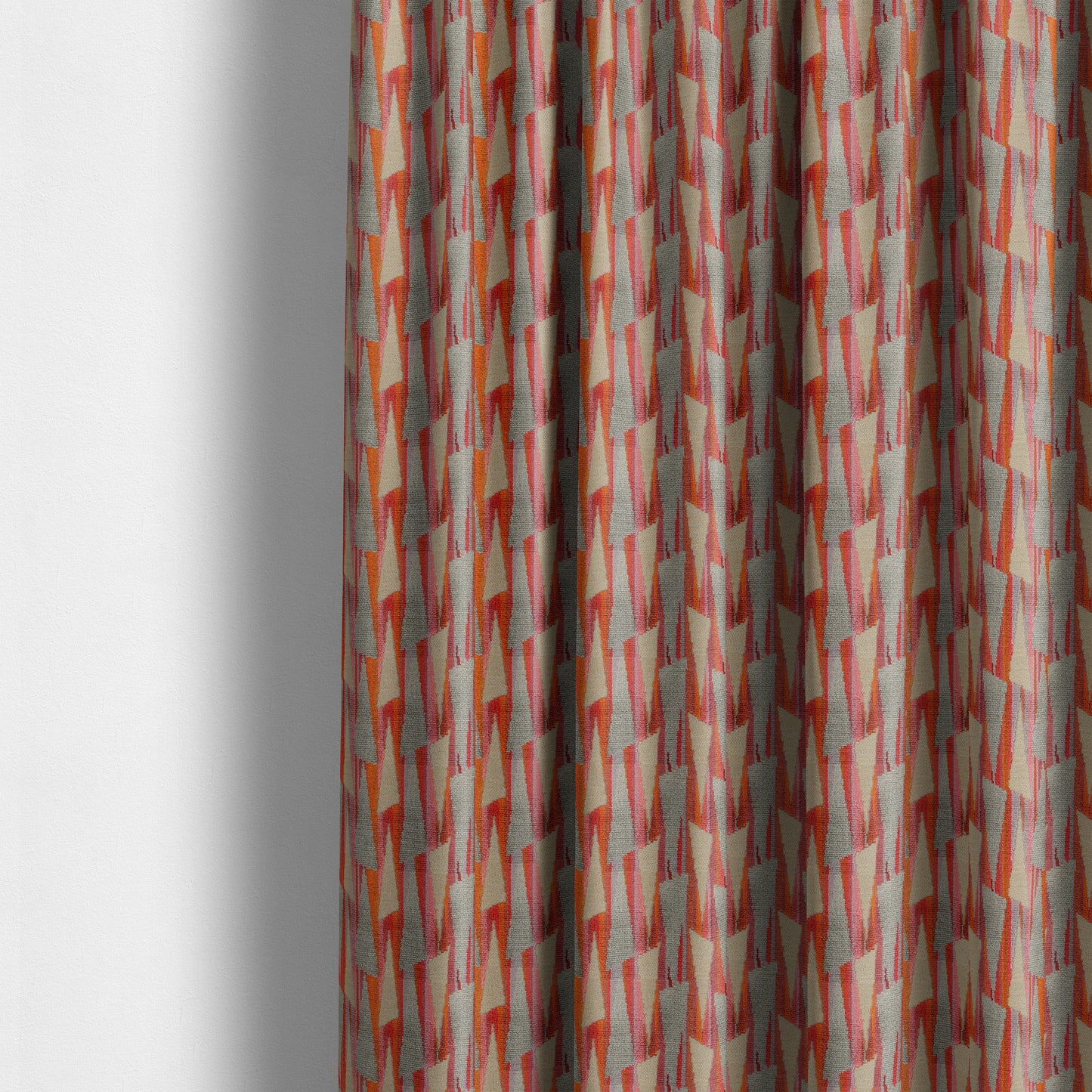 Ziani Modern Geometric Pattern Velvet Grey Red Colour JO-654 - Made To Measure Curtains