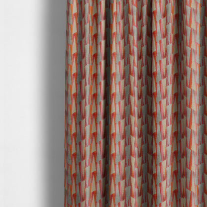 Ziani Modern Geometric Pattern Velvet Grey Red Colour JO-654 - Made To Measure Curtains