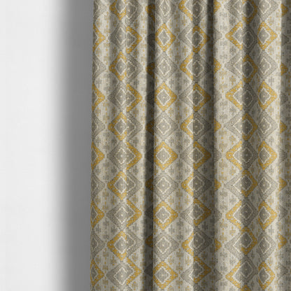 Atmosfera Quality Woven Geometric Inspired Pattern In Yellow Colour Fabric JO-655 - Made To Measure Curtains