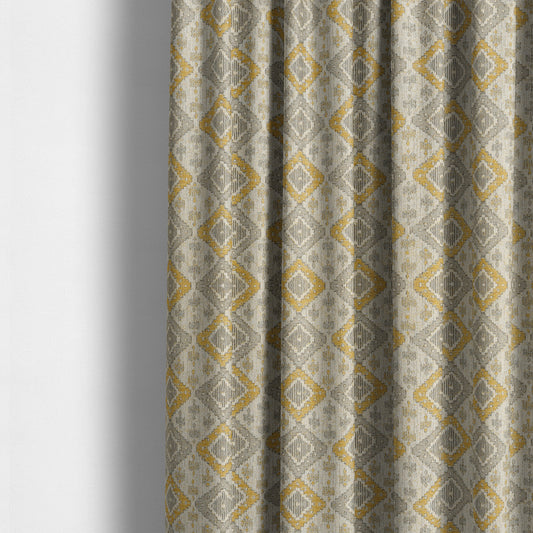 Atmosfera Quality Woven Geometric Inspired Pattern In Yellow Colour Fabric JO-655 - Made To Measure Curtains