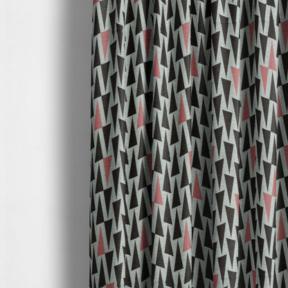 Fantasque Black Pink Triangular Geometric Pattern Woven Soft Chenille Upholstery Fabric JO-66 - Made To Measure Curtains