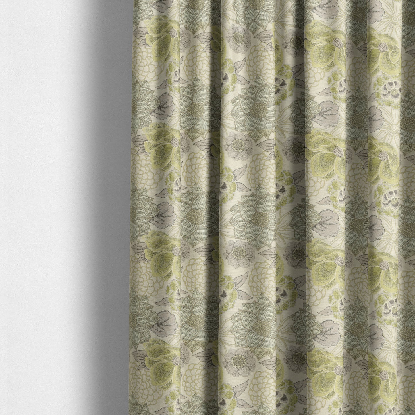 Fantasque Floral Pattern Yellow Colour Chenille Fabric JO-670 - Made To Measure Curtains