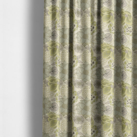 Fantasque Floral Pattern Yellow Colour Chenille Fabric JO-670 - Made To Measure Curtains