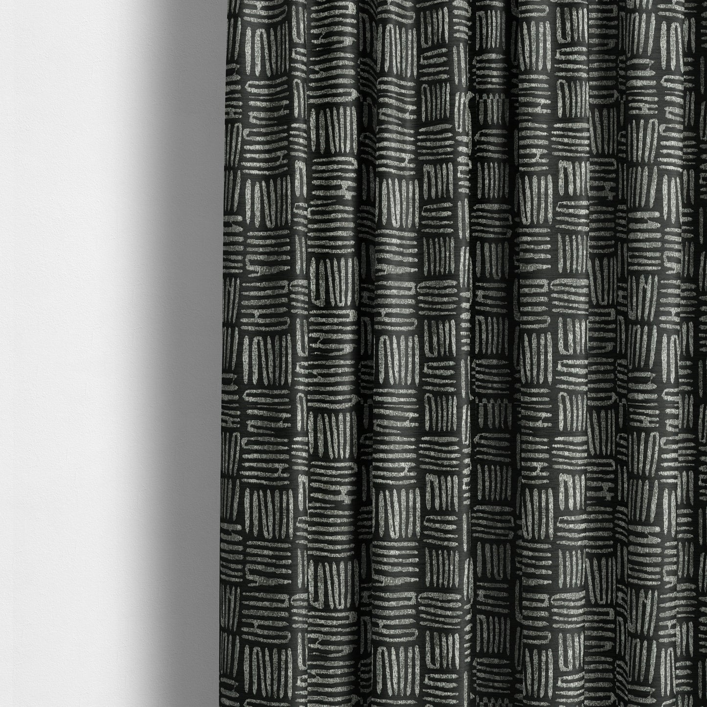 Lomasi Metallic Tones Fabric Black Silver Striped Pattern Interior Upholstery Fabric JO-672 - Made To Measure Curtains