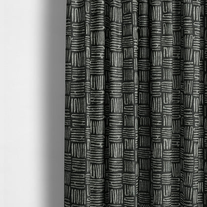 Lomasi Metallic Tones Fabric Black Silver Striped Pattern Interior Upholstery Fabric JO-672 - Made To Measure Curtains