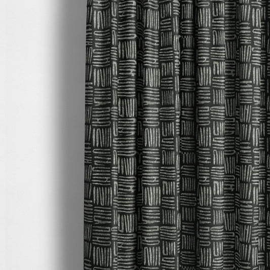 Lomasi Metallic Tones Fabric Black Silver Striped Pattern Interior Upholstery Fabric JO-672 - Made To Measure Curtains